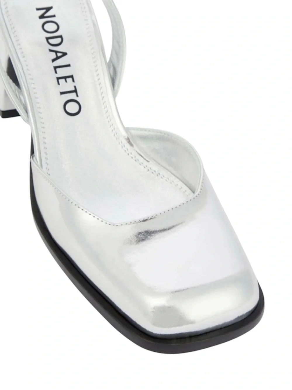 NWOT: Nodaleto Bulla Jones 45MM Slingbacks, Metallic Silver, Size EU 37/US 7